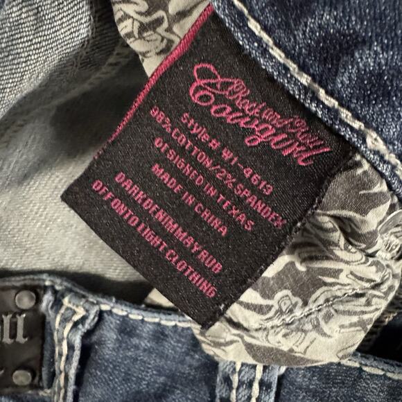 Rock and Roll Cowgirl Jeans Mid Rise Dark Wash 29x36 - Picture 6 of 9